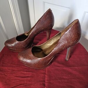Jessica Simpson Faux Snake Skin Brown Heels Size 9B/39